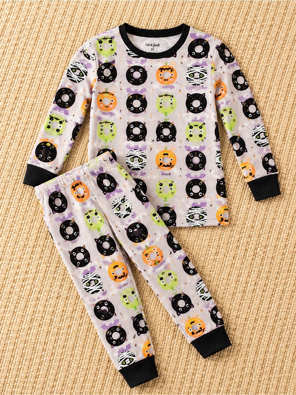 Cat & Jack Glow-in-the-Dark Halloween Pajama Set | Size 6 | Spooky Kids PJs